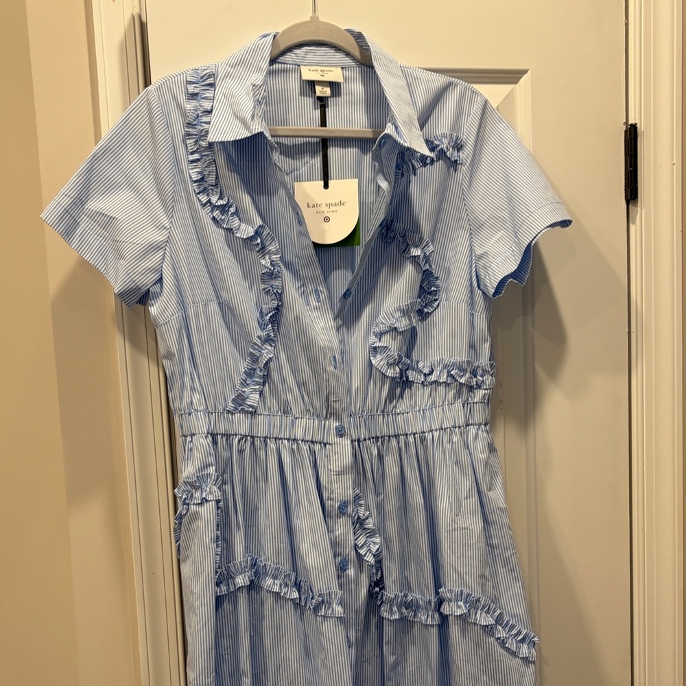 Kate Spade x Target Light Blue Ruffle Shirt Dress